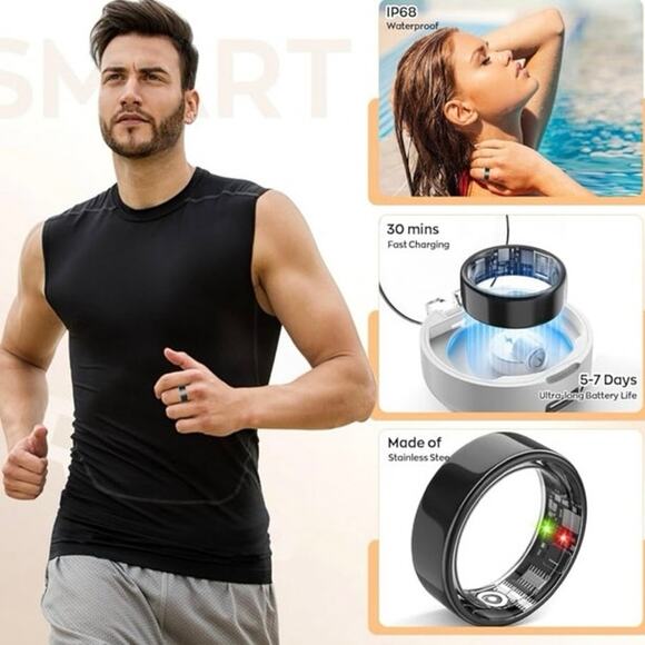 FREE SHARK Smart Ring for iPhone and Android Waterproof Black Size 11 New in Box - Picture 3 of 9